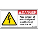 Area In Front Of Electrical Panel Must Be Kept Clear For 36''