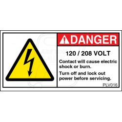 120 VOLT Contact Will Cause Electric Shock Or Burn.