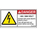120 /208 VOLT Contact Will Cause Electric Shock Or Burn.