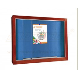 Push Up Pin Board With Glass sliding door with Wooden frame and lock