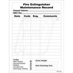 Fire extinguisher maintenance record