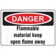 Flammable material keep open flame away