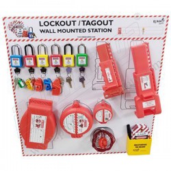 Open Lockout Tagout Station - Wall mounted - With Material