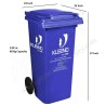 Wheel Dust Bin 120 Ltr PVC container Aristo | Protector FireSafety