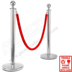 Line Manager Silver Post With Red Valvet Rope | Protector FireSafety