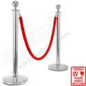 Line Manager Silver Post With Red Valvet Rope | Protector FireSafety