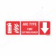 ABC Type Fire Extinguisher Down Arrow Sign