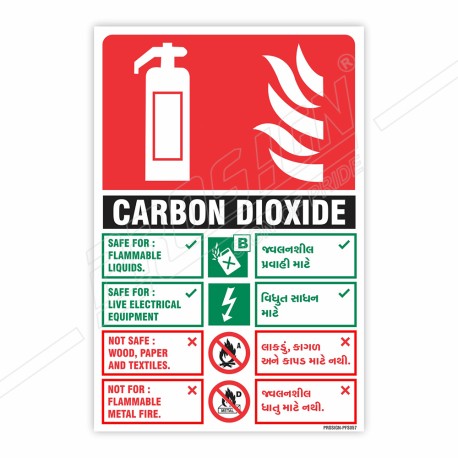 Co2 Fire Extinguisher ID (Gujrati - English) Sign| Protector FireSafety