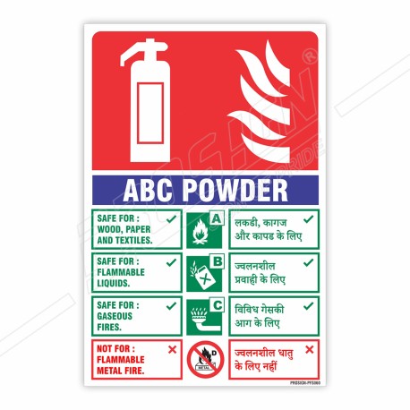 ABC Fire Extinguisher ID (Hindi - English) Sign| Protector FireSafety