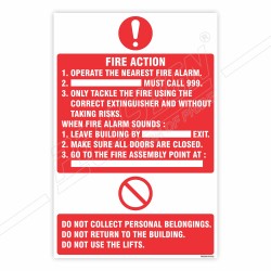 Fire Action Sign| Protector FireSafety