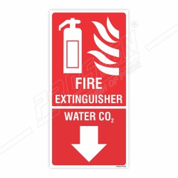 Water Co2 Fire Extinguisher Down Arrow Sign| Protector FireSafety