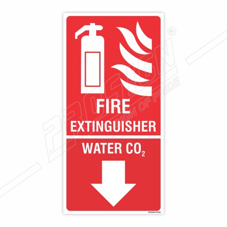 Water Co2 Fire Extinguisher Down Arrow Sign| Protector FireSafety