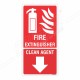 Clean Agent Fire Extinguisher Down Arrow Sign