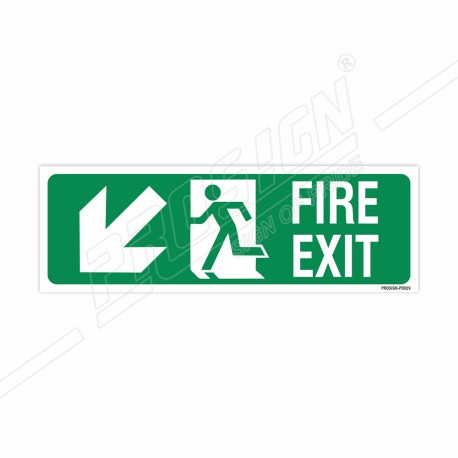 Fire Exit left Down Cross Arrow Sign| Protector FireSafety