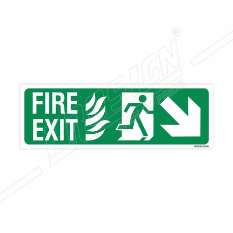 Fire Exit Right Down Cross Arrow Sign| Protector FireSafety