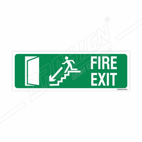 Fire Exit Left Side Down Stair Arrow Sign| Protector FireSafety