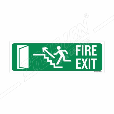 Fire Exit Left Side Up Stair Arrow Sign| Protector FireSafety