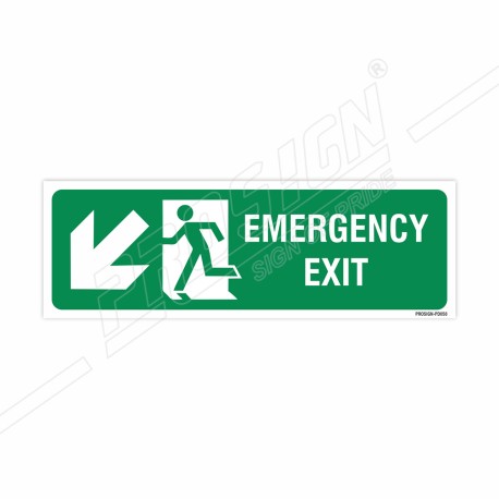 Emergency Exit Left Down Cross Arrow Sign| Protector FireSafety