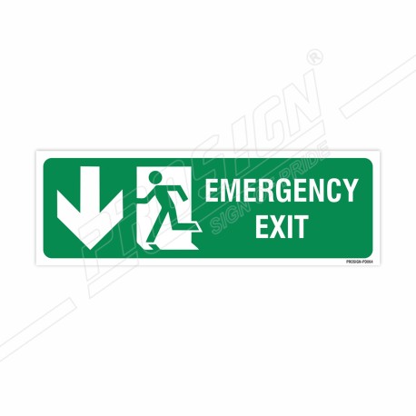 Emergency Exit Left Down Arrow Sign| Protector FireSafety