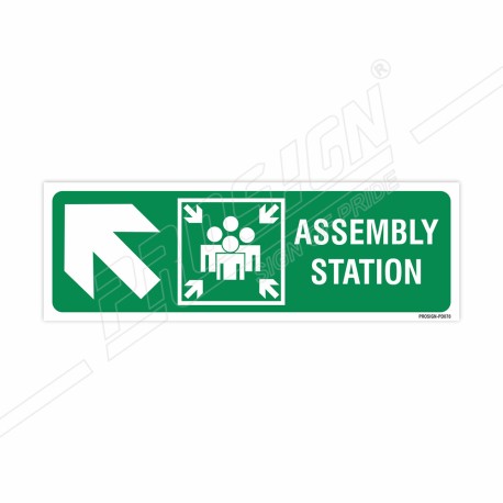 Assembly Station left Up Cross Arrow Sign| Protector FireSafety