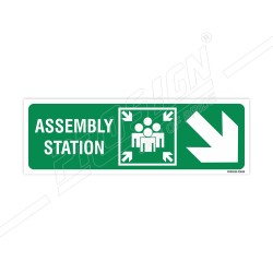 Assembly Station Right Down Cross Arrow Sign| Protector FireSafety