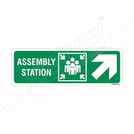 Assembly Station Right Up Cross Arrow Sign| Protector FireSafety