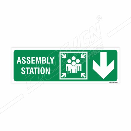 Assembly Station Right Down Arrow Sign| Protector FireSafety