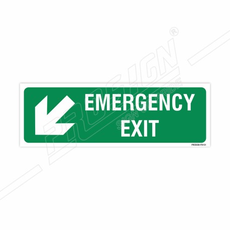 Emergency Exit Left Down Cross Arrow Sign| Protector FireSafety