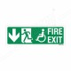 Fire Exit left Down Arrow Sign