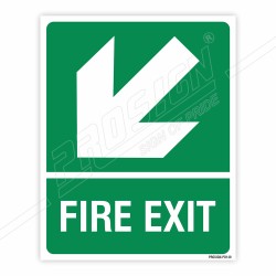 Fire Exit Left Down Cross Arrow Sign| Protector FireSafety