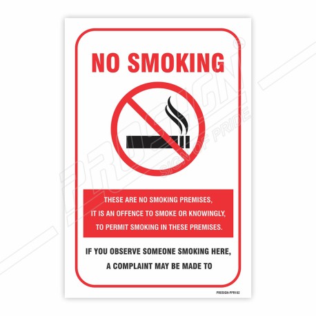 No Smoking Prohibition Sign| Protector FireSafety