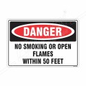 No Smoking Or Open Flame Within 50 Feet Danger Sign| Protector FireSafety