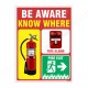 Be Aware Know Where Fire Safety Posters