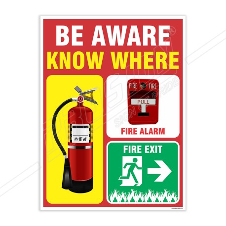 Be Aware Know Where Fire Safety Posters| Protector FireSafety