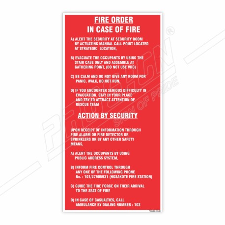 Fire Order Fire Safety Posters| Protector FireSafety