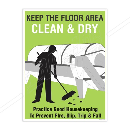 Clean Floor Area Clean Good House Keeping Posters| Protector FireSafety