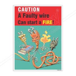 Faulty Wire Start Fire Electrical Safety Posters| Protector FireSafety