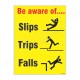 Be Aware Of Slip, Trip And Fall Safety Posters