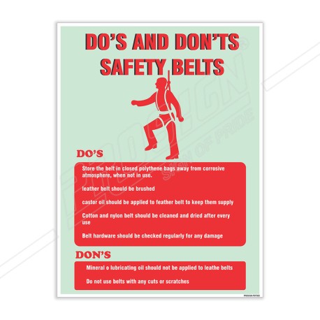 Do's And Don'ts Of Wear Safety Belt Safety Posters| Protector FireSafety