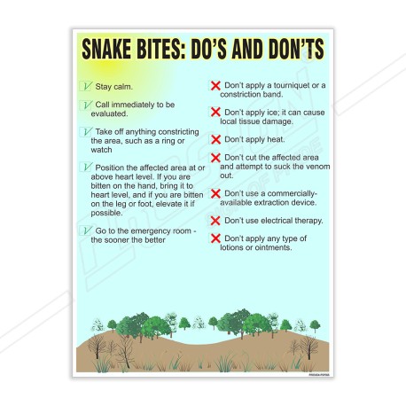 Do's And Don'ts Of Snake Bite Safety Posters| Protector FireSafety