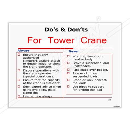 Do's And Don'ts Of Tower Crane Safety Posters| Protector FireSafety