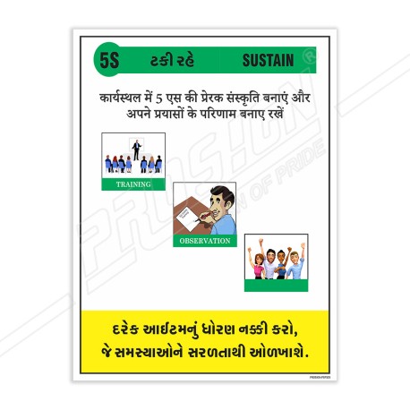 Sustain Hindi-Gujrati 5S Safety Poster| Protector FireSafety