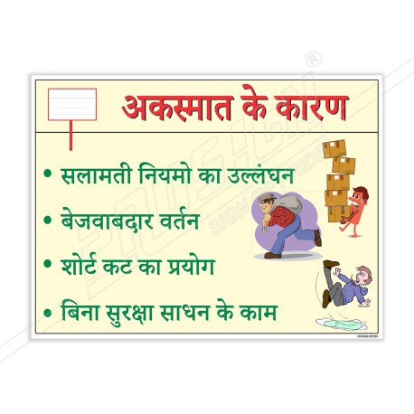 Reason Of Accident In Hindi General Safety Poster| Protector FireSafety