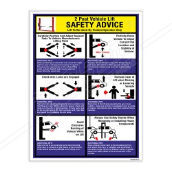 2 Post Vehicle Lift Safety Advise Safety Poster| Protector FireSafety