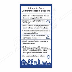 8 Step To Good Conference Room General Safety Poster| Protector FireSafety