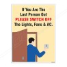 Please Switch Off The Light Safety Poster| Protector FireSafety