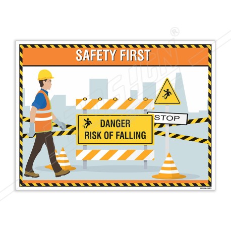 Danger Risk Of Falling Site Safety Poster| Protector FireSafety