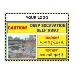 Caution Deep Excavation Site Safety Poster| Protector FireSafety