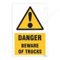 Danger Beware Of Trucks Warning Sign| Protector FireSafety