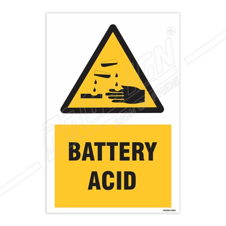 Battery Acid Warning Sign| Protector FireSafety